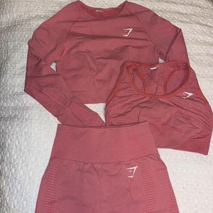 Pink Mark Vital Seamless 2.0 Sports Bra, Shorts, and Long Sleeve Crop Top
